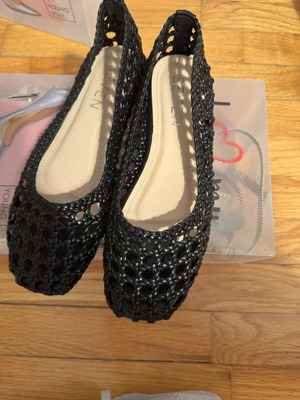 Seven ballerina shoes with net look, size 36, black