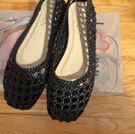 Seven ballerina shoes with net look, size 36, black
