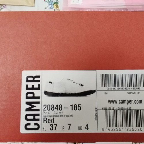 Camper leather shoes for women, red, size 37