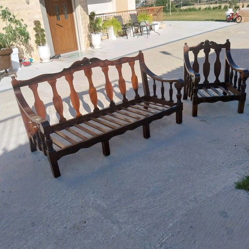 Monastic three-seat sofa with armchair used