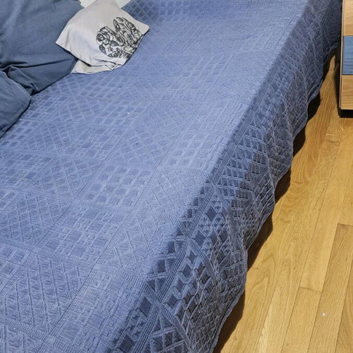 Bed with mattress and bedside table, light brown, 2.00m x 90cm