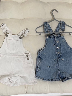 Denim overalls used, set of 2 for 12-18 months