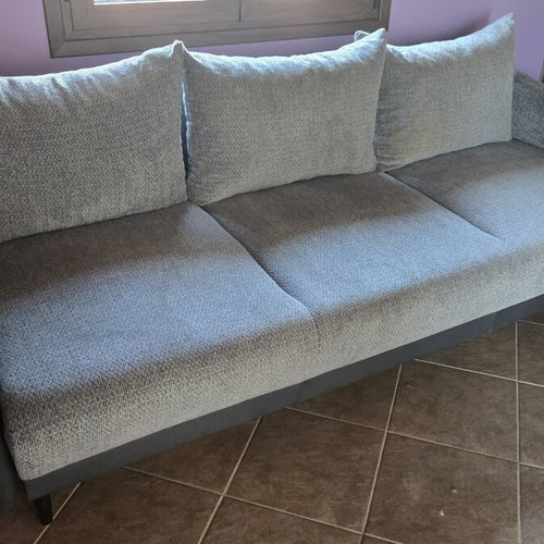Sofa bed like new with storage space, double 160x200cm, gray