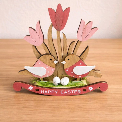 Wooden Easter decoration Happy Easter new