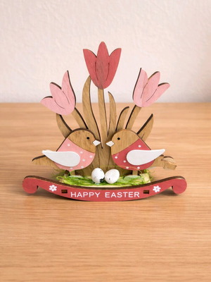 Wooden Easter decoration Happy Easter new