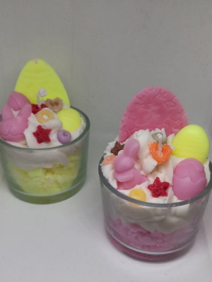 Ποτήρια κεριά αρωματικά με πασχαλινή διακόσμηση καινούργια