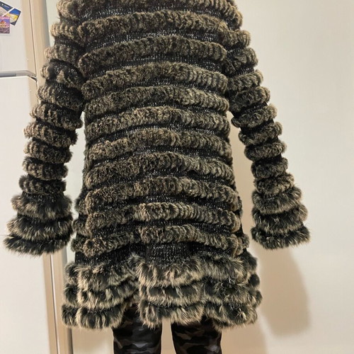 Lapin fur jacket like new, black and beige