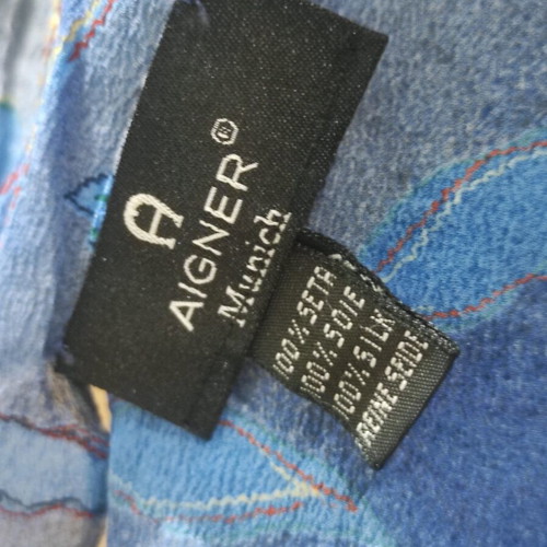 AIGNER scarf 100% silk like new, blue