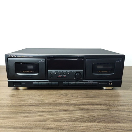 Aiwa AD-WX727E Vintage Double Cassette Deck used, auto reverse, black