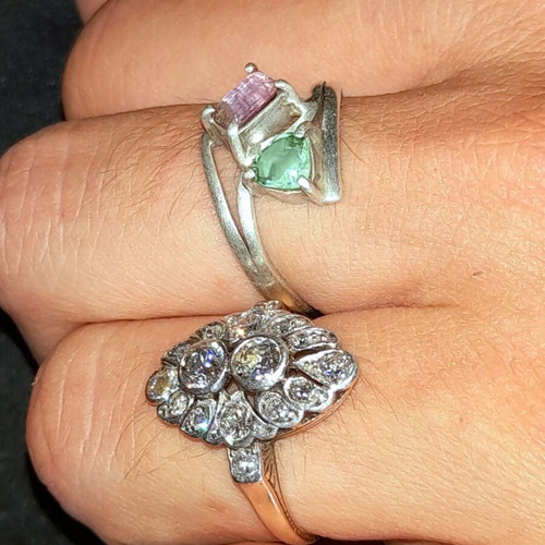 Silver ring 925 with fluorite gemstones, like new