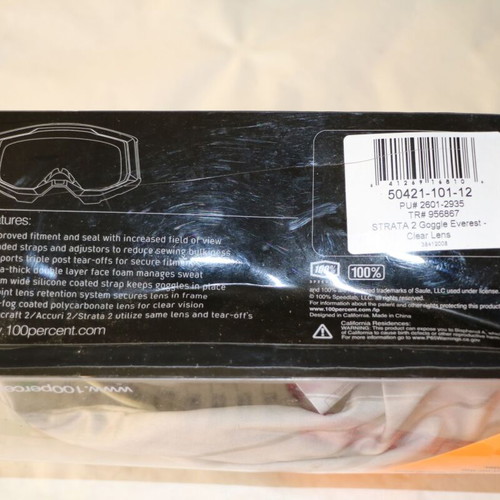 100% Strata 2 goggles with clear lens for motocross helmet new