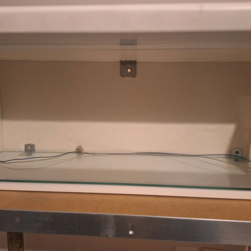 Wall-mounted showcase white lacquer with glass front like new