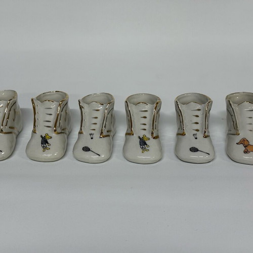 Vintage porcelain decorative shoes set of 6 like new