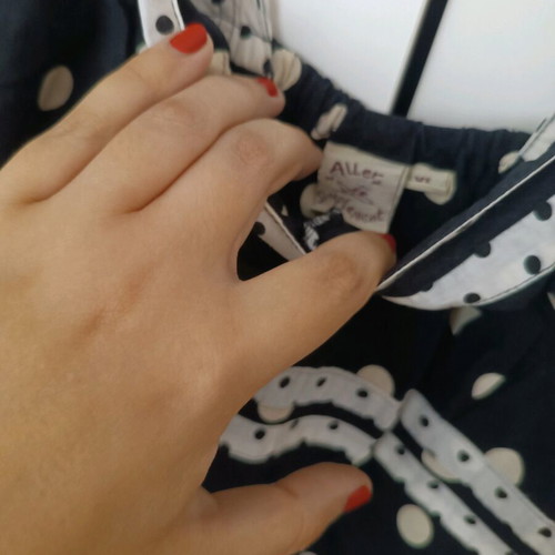 Vintage polka dot dress size large, blue with white dots