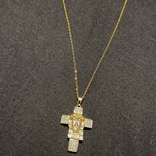 Steel gold cross with diamonds new