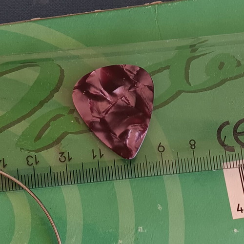 Purple pearl guitar or bass pick, celluloid, 351 shape, medium thickness