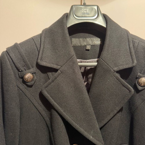 Black coat with silver buttons like new, size 16