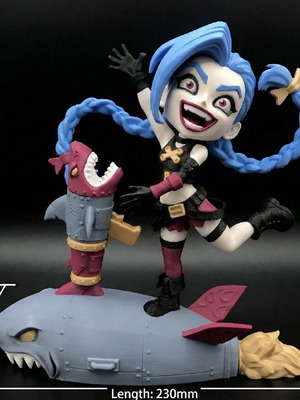 Jinx League of Legends Arcane συλλεκτική φιγούρα πάνω στον πύραυλο Fishbones