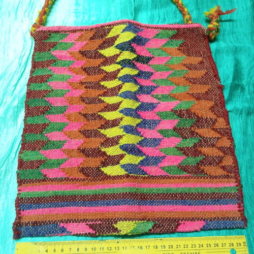 Handmade old authentic colorful loom bag 30x34 cm in excellent condition