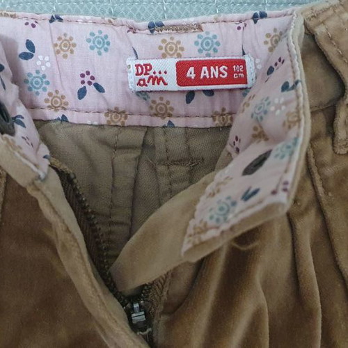 DP...am velvet brown zip culotte 98% cotton used for 4 years old