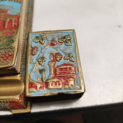 Bronze Notebook and Matchbox Holder set painted, like new