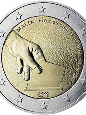 Малта 2 евро 2011 UNC колекционерска монета за избори 1849