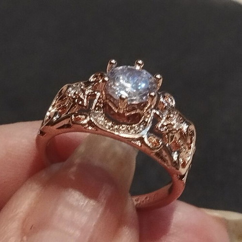 Elegance rose gold plated stone ring, S925 hallmark