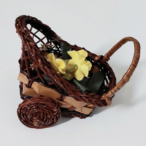 Mini Wicker Vintage Decorative Cart like new