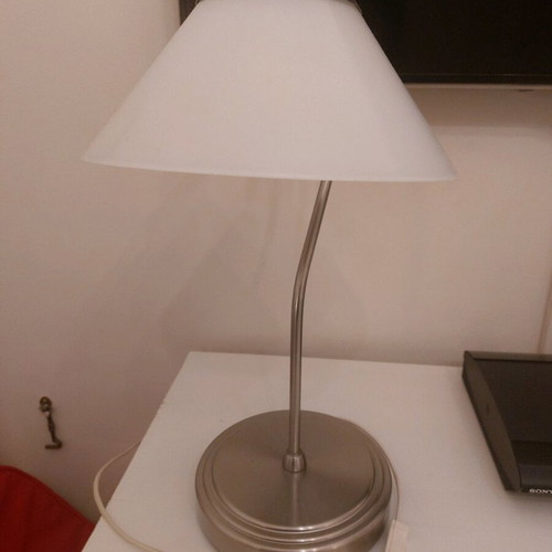 Lamp like new, silver with white, up to 40W