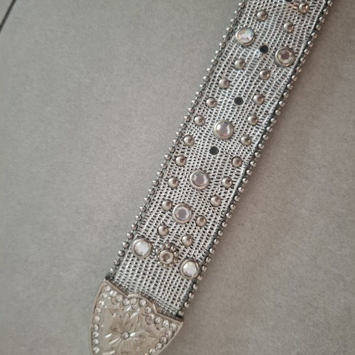 Morgan belt with rhinestones and metal details, 105 cm