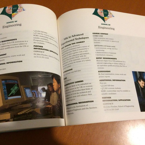 Sheffield Hallam University Postgraduate Prospectus 1995 used