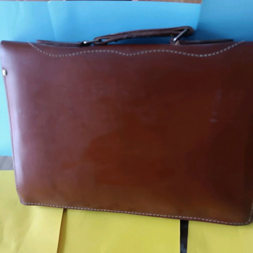 Vintage leather bag like new, handmade 50s brown