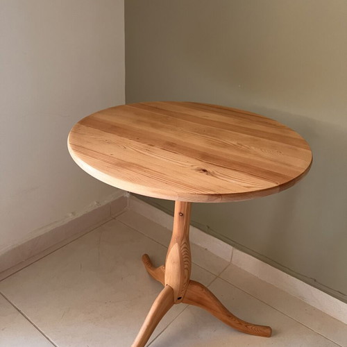 Handmade round rustic solid wood side table