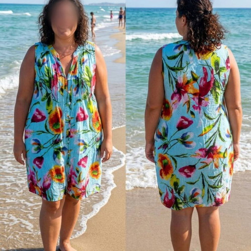 Marila XXL cotton dress, colorful