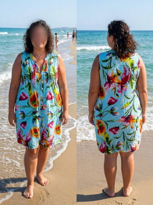 Marila XXL cotton dress, colorful