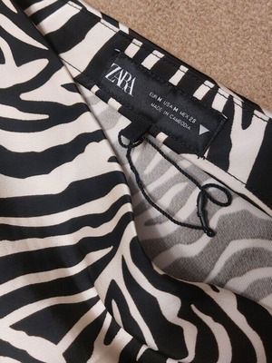 Zara satin midi skirt new with zebra print, size M
