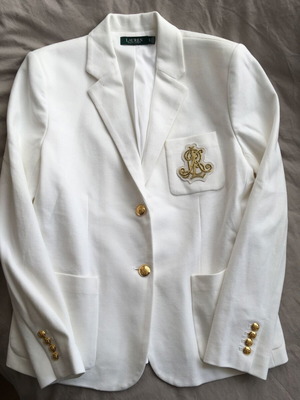 Споделете сакото LAUREN RALPH LAUREN с бяло и златно бродирано лого XL