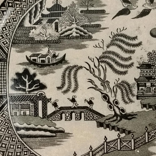 Antique large English Warranted Staffordshire JC & CO platter used, 1850
