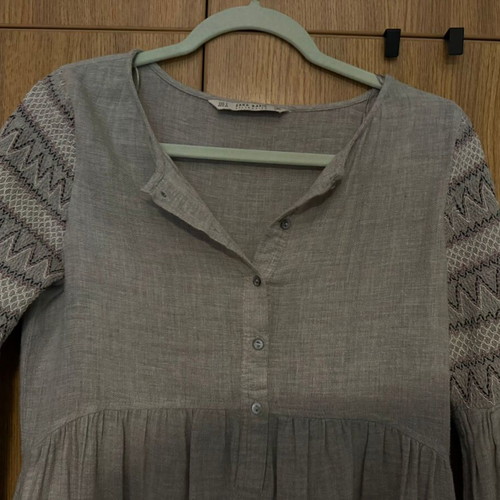 Zara Basic boho dress tunic with embroidery and bell sleeves size S like new