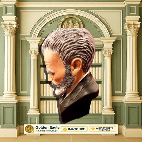 Bust of Kostis Palamas ceramic painted like new, tabletop statue