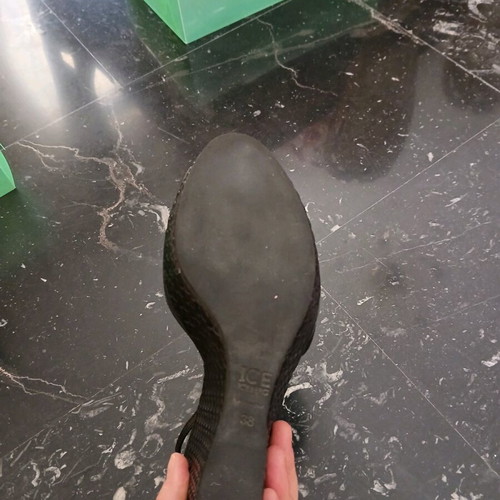Iceberg sandals used, black patent platform wedges, size 38