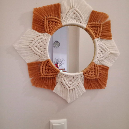 Macrame wall mirror like new handmade