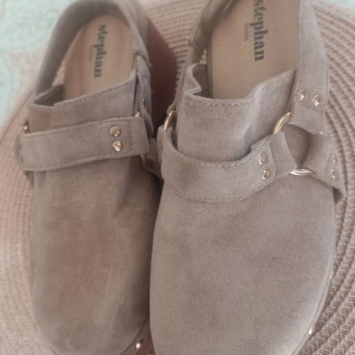 Stephan Paris suede clogs platforms size 38, beige taupe