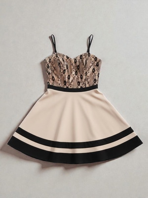 Μινι φόρεμα Makis Tselios Fashion σαν καινούργιο, μαύρο και μπεζ