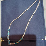 Silver solid necklace with opal, like new