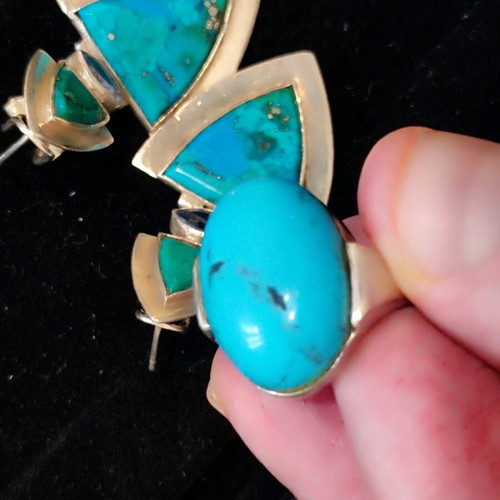 Silver 925 ring and earrings set with turquoise like new