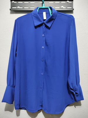 Γυναικείο μπλε πουκάμισο L/XL σαν καινούργιο, polyester, μακριά μανίκια