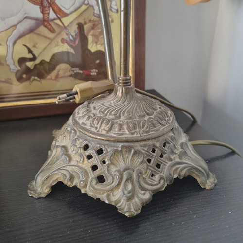 Vintage brass table lamp with two bulbs