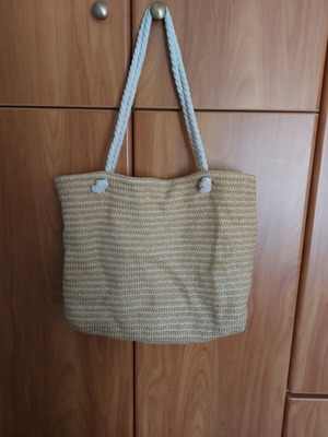 Straw summer shoulder bag new, beige