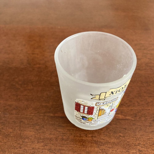 Vintage Chios Greece frosted shot glass souvenir